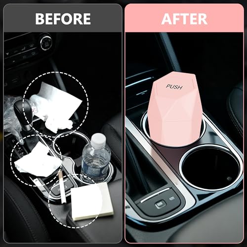Car Trash Can with Lid (Pink-1Pcs)