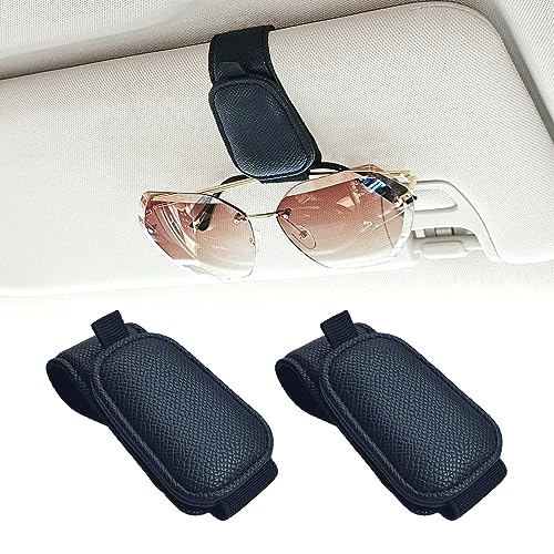 2 Packs Magnetic Sunglass Holder for Car Visor (Black / 2pcs)
