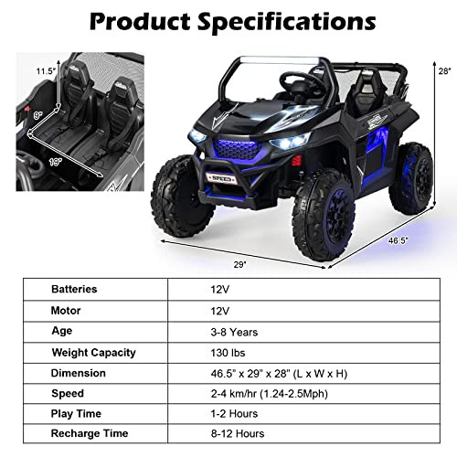 2 Seater Ride on Car for Kids (Black)