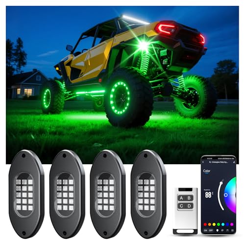 LED RGB Rock Lights for UTV ATV RZR 4 Pods with APP and Remote Control (RGB / 4 Pods)