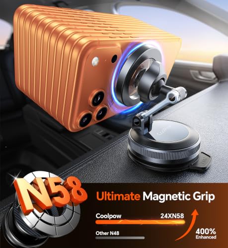 for MagSafe Car Mount【Windshield+Vent+Dash】Magnetic Phone Holder for Car Phone Holder Mount Cell Phone Holders for Your Car Accessories Suction Phone Mount for Car Truck Stand for iPhone 17 16 (Carbon Fiber)