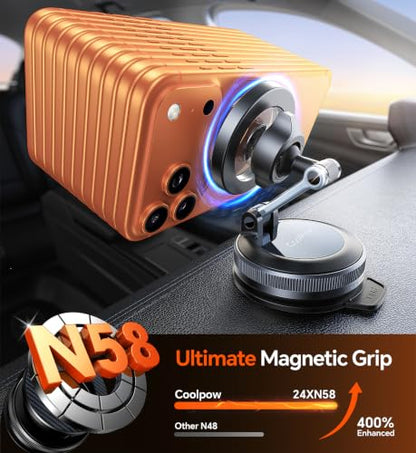 for MagSafe Car Mount【Windshield+Vent+Dash】Magnetic Phone Holder for Car Phone Holder Mount Cell Phone Holders for Your Car Accessories Suction Phone Mount for Car Truck Stand for iPhone 17 16 (Carbon Fiber)