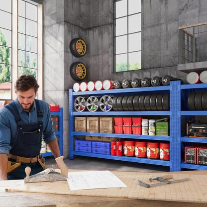 71.3” Wide Heavy Duty Metal Garage Shelving (Blue / 71"Wx24"Dx70"H)