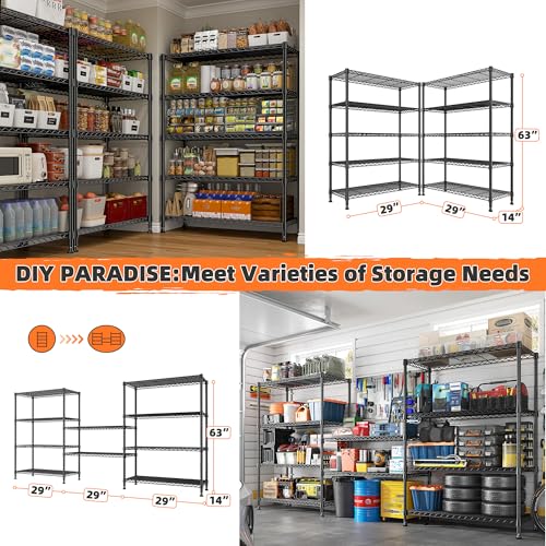 63" H 5 Tier Heavy Duty Storage Shelves (5 Tier-14"D x 29"W x 63"H)