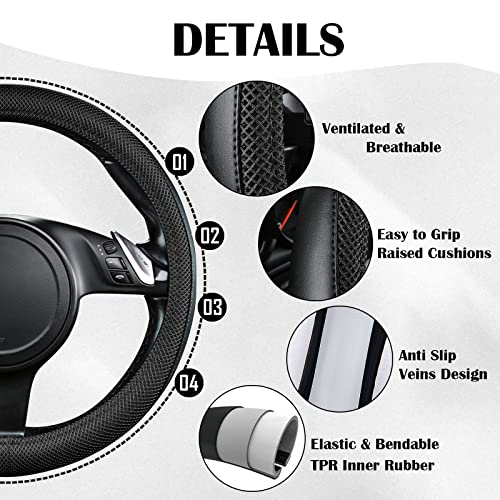 3D Air Mesh Car Seat Covers Full Sets w (Black black)