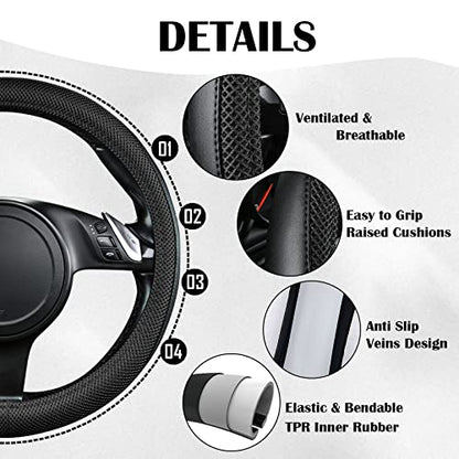 3D Air Mesh Car Seat Covers Full Sets w (Black black)