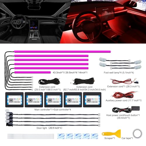 Acrylic Interior Car LED Strip Light with Wireless APP (RGB 14 Lights)