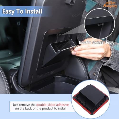 Car Armrest Hidden Storage Box Compatible with Toyota Land Cruiser 250 Prado J250 LC250 2024 2025 Car Center Console Handrail Privacy Storage Box Organizer Tray ABS Insert Pallet Manager Accessories (Black(C))
