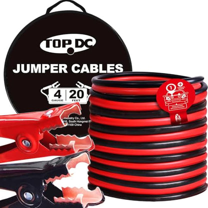 4 Gauge 20 Feet Heavy Duty Jumper Cables for Car and SUV (4 Gauge, (20FT) Standard Connector)