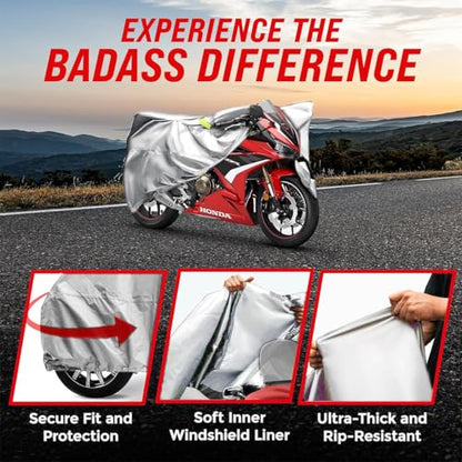 Waterproof Motorcycle Cover Street & Sport Bikes (Light Gray / [S] 86"L x 36"W x 50"H)
