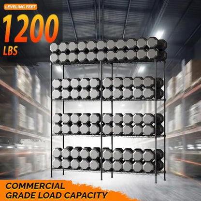 58" W Storage Shelves 1220LBS Heavy Duty Metal Shelving (Black / 58"W × 13.8"D × 59"H)