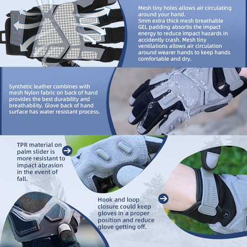 SPS 1 Unisex Touchscreen Road Racing Motorcycle MTB Sports Gloves Also fit BMX MX ATV Mountain Bike Bicycle Cycling Off (Grey SPS-1 / S Adult)