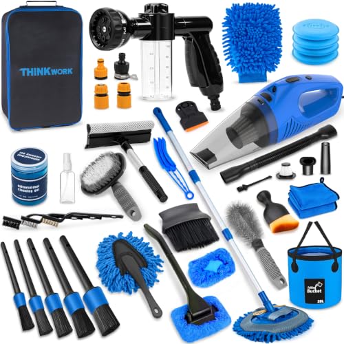 Car Detailing Kit with Foam Gun & Vacuum (Blue)