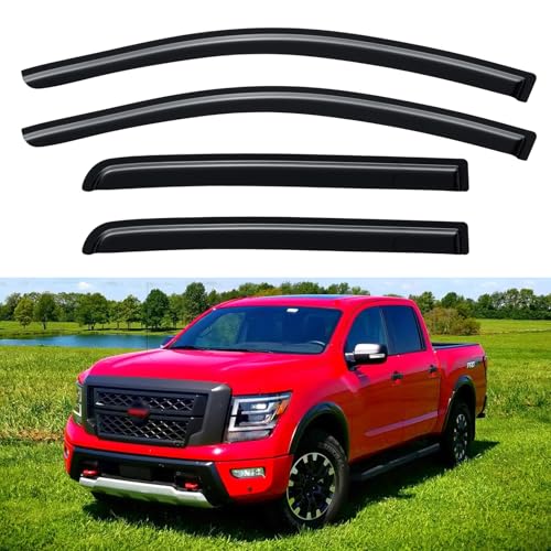 Window Visors Rain Guards for 2017 (2016-2024 Nissan Titan Crew Cab)