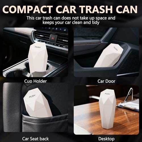 Car Trash Can with Lid (Beige-1Pcs)