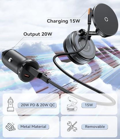 15W for MagSafe Car Mount Charger (Car Charger Mount With Adapter)