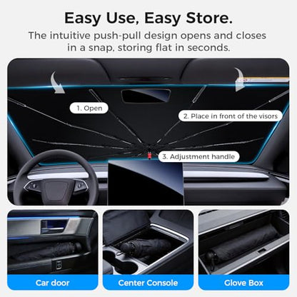 Windshield Sun Shade Umbrella for Car (Large (61" L x 33" W))