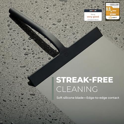 Silicone Shower Squeegee with 3 (Black / 11 Inches)