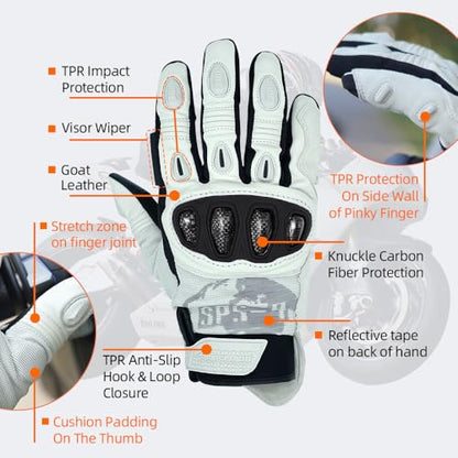 SPS 4 Winter Unisex Touchscreen Road Racing Motorcycle MTB Sports Gloves Also fit BMX MX ATV Mountain Bike Bicycle Cycling Off (White Sps-4 / XXL Adult)