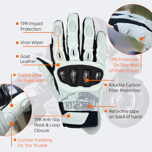 SPS 4 Winter Unisex Touchscreen Road Racing Motorcycle MTB Sports Gloves Also fit BMX MX ATV Mountain Bike Bicycle Cycling Off (White Sps-4 / XL Youth)