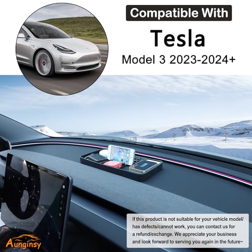 Center Console Dash Organizer Compatible with Tesla Model 3 2023 2024 Dashboard Table Tray Storage Box Dash Phone Holder Container Box Anti (Fit Tesla Model 3)