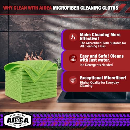 Microfiber Cleaning Cloth (Green / 20PK)