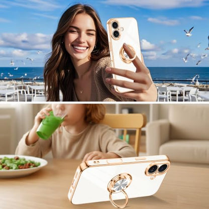 Designed for iPhone 17 Case with Ring Stand Slim White (White / 6.3'' iPhone 17)
