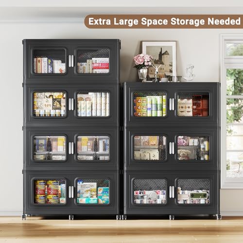220 Qt Extra Large Stackable Storage Bin with Lid (Black / 220QT-1pack)