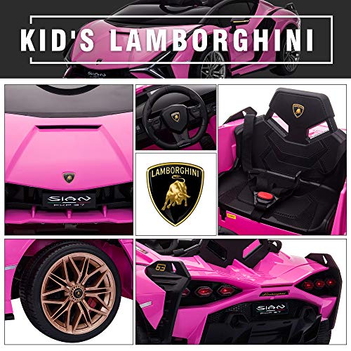 Licensed Lamborghini SIAN Kids 12V Electric Car w (Pink)