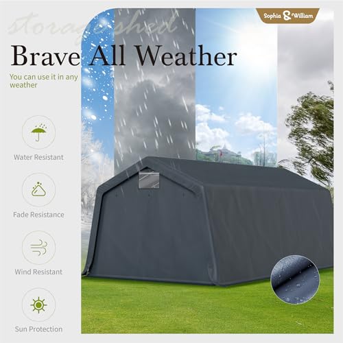 Carport Storage Shed 13x22 Portable Heavy Duty Shelter (13X22FT)