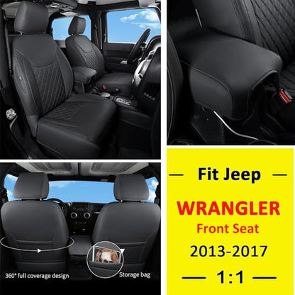 Wrangler JK Seat Covers Custom Fit for Jeep Wrangler (Black / 13-17 JK 2/4 Door Front)