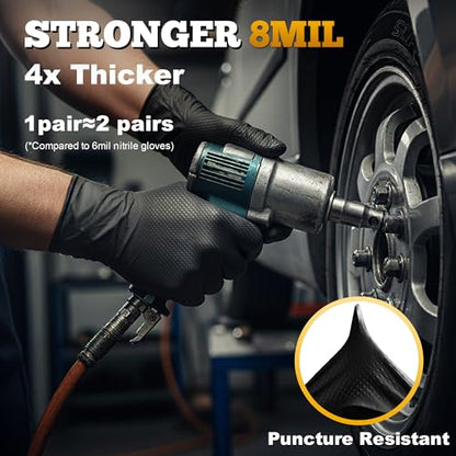 Heavy Duty Black Industrial Nitrile Gloves (X-Large)