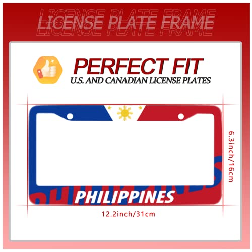 Philippine Flag Stainless Steel License Plate Frame Fits US Standard (Philippine Flag)