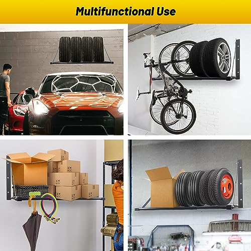 Adjustable Tire Rack Wall Mount for Garage (Grey (32"-48"))