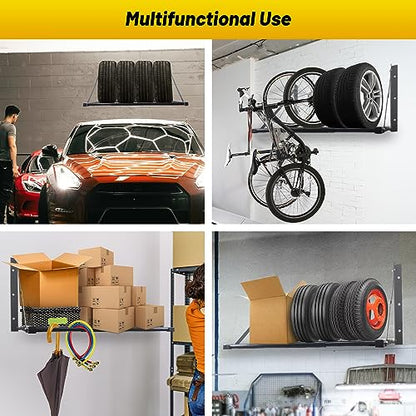 Adjustable Tire Rack Wall Mount for Garage (Grey (32"-48"))