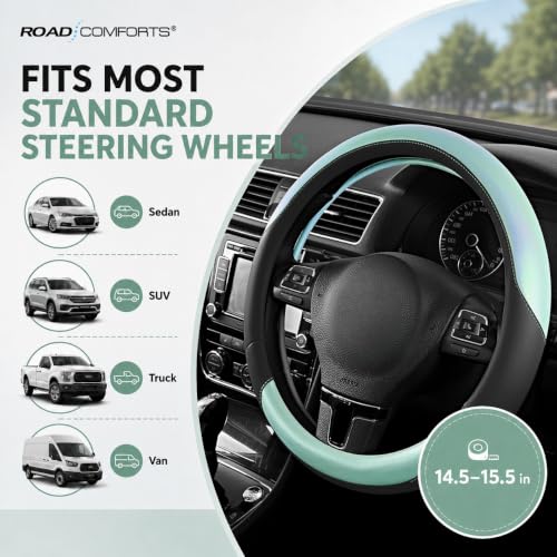 Steering Wheel Cover (Black&Light Blue)