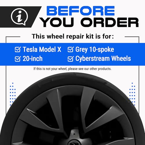 Premium Tesla Wheel Curb Rash Repair Kit for Model X 20 (Tesla Model X / 20" Grey Cyberstream)