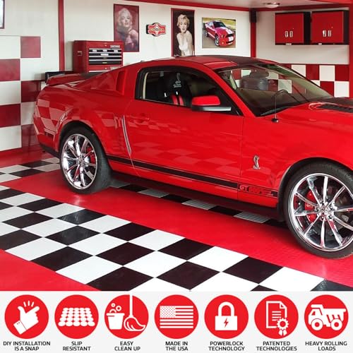 SnapLock RaceDeck Diamond 12"x12" Interlocking Garage Tiles (12 Pack / Red)