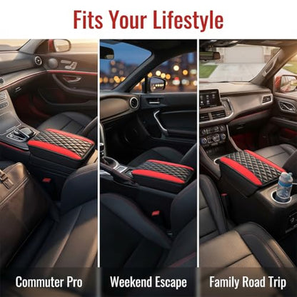 Car Center Console Pad (Black Red)