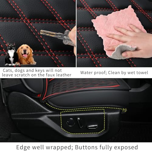F150 Faux Leather Seat Covers Fit for 2015 ((2015-2026) Full Set / Black&Red)