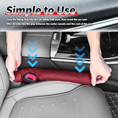2026 2PCS Upgraded Car Seat Gap Filler with Fixing Ring (Burgundy)
