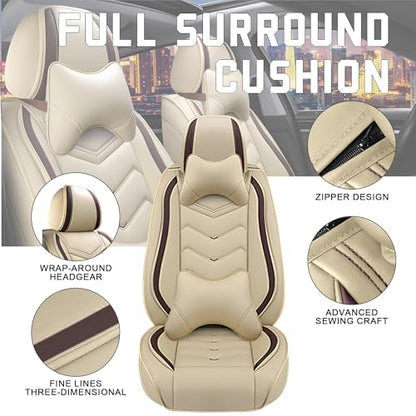 Car Seat Covers for Chrysler Pacifica 2004 (2 Pcs Front with Pillow / Beige)