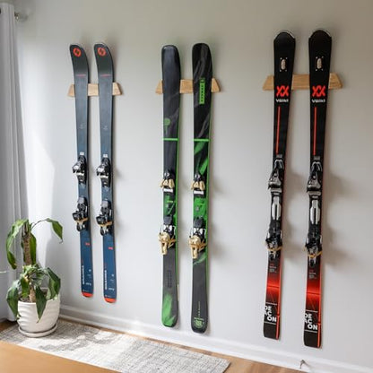 Horizontal Wood Ski Rack Wall Mount (Large)