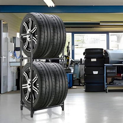 Tire Rack Tire Storage Rack Stand Garage Storage Shelf Organizer (Black / 22.51'' X 14.16'' X 45.11'')