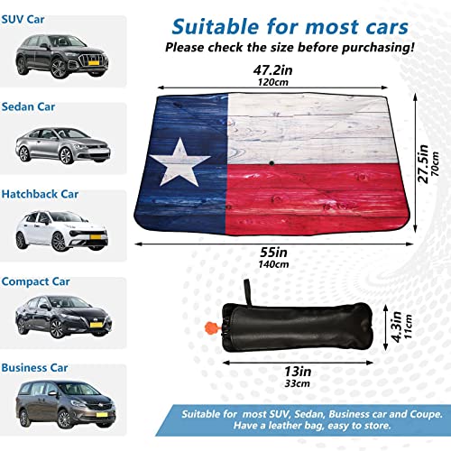 American Flag Windshield Sun Shade Umbrella The State Texas Wooden Foldable Car Front Window Sunshade Blocks UV Rays Heat Keep Vehicle Cool (multi 17)