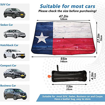 American Flag Windshield Sun Shade Umbrella The State Texas Wooden Foldable Car Front Window Sunshade Blocks UV Rays Heat Keep Vehicle Cool (multi 17)