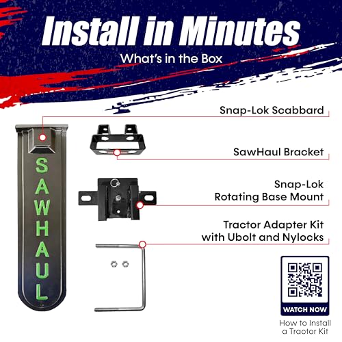 GearHaul SawHaul SnapLok Rotating Tractor Chainsaw Carrier (Rotating - Tractors / 20 Inch Scabbard / Green)