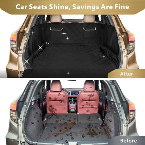 SUV Cargo Liner for Dogs (Black with Pockets / Large Extended (With Flaps) 93")