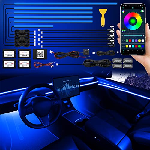 Acrylic Interior Car LED Strip Light with Wireless APP (RGB Kit - 18 in 1)