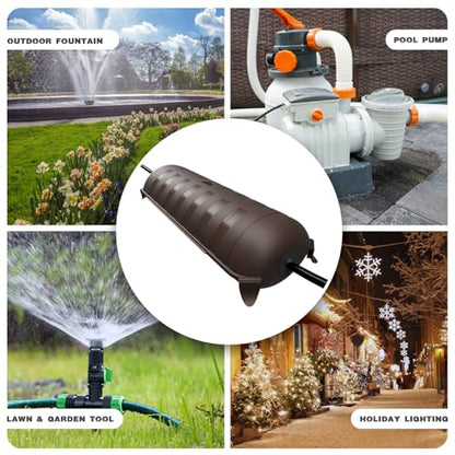 Outdoor Extension Cord Safety Cover (Brown / Medium Box: 9.5" L x 3" W x 2.9" H)